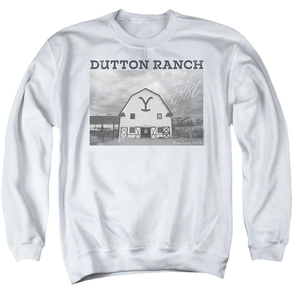 Yellowstone Dutton Barn Mens Crewneck Sweatshirt White