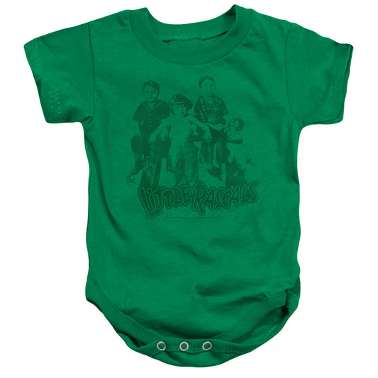 Little Rascals the Gang Infant Baby Snapsuit Kelly Green