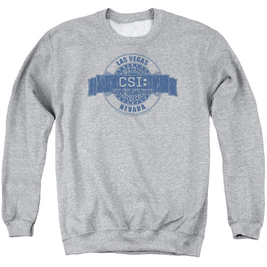 Csi Vegas Badge Mens Crewneck Sweatshirt Athletic Heather Officially Licensed