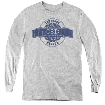 Csi Vegas Badge Long Sleeve Kids Youth T Shirt Athletic Heather Officially Licensed