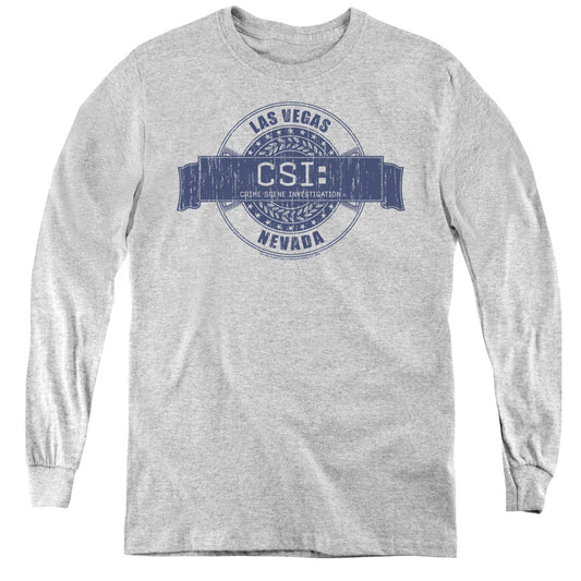 Csi Vegas Badge Long Sleeve Kids Youth T Shirt Athletic Heather Officially Licensed