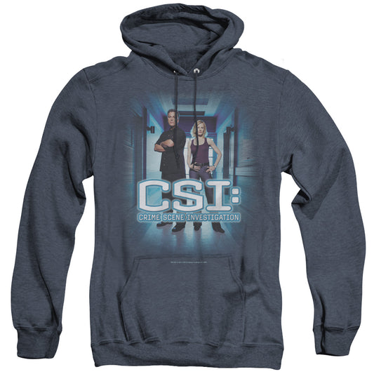 Csi Serious Business Mens Heather Hoodie Navy Officially Licensed