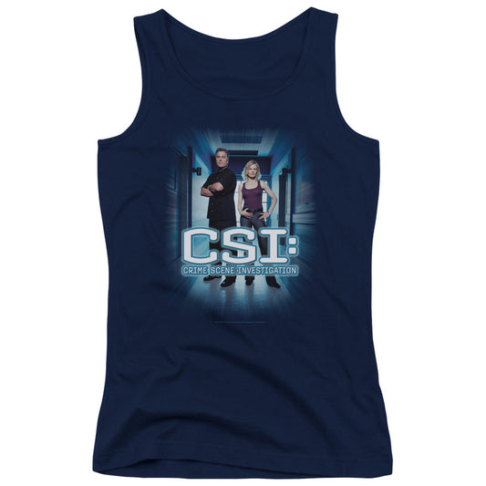 Csi Serious Business Womens Tank Top Shirt Navy