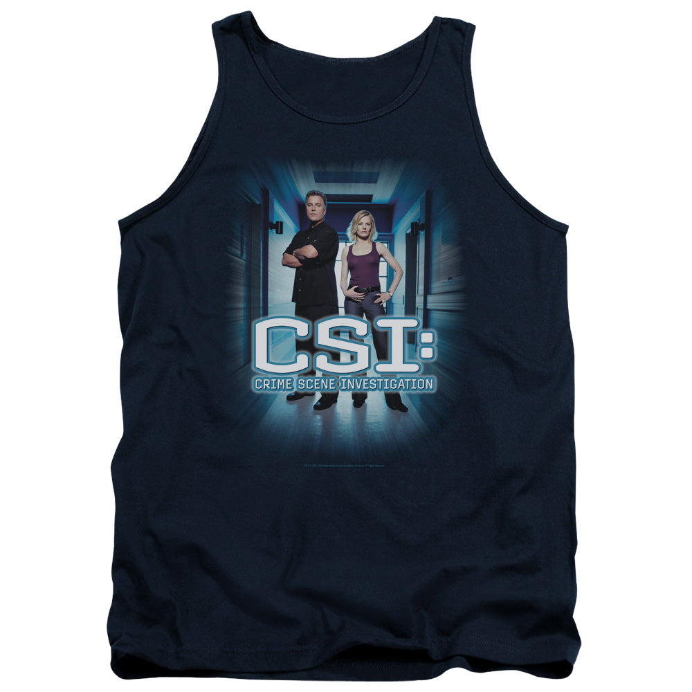 Csi Serious Business Mens Tank Top Shirt Navy