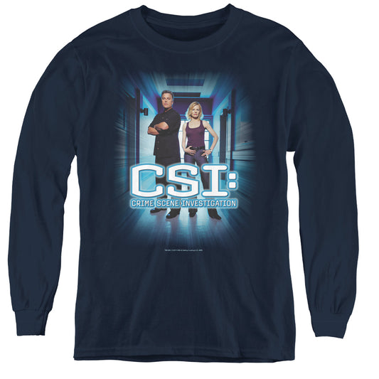 Csi Serious Business Long Sleeve Kids Youth T Shirt Navy Officially Licensed