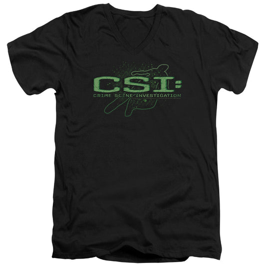 Csi Sketchy Shadow Mens Slim Fit V-Neck T Shirt Black Officially Licensed