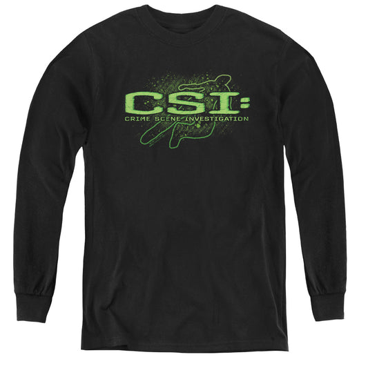 Csi Sketchy Shadow Long Sleeve Kids Youth T Shirt Black Officially Licensed