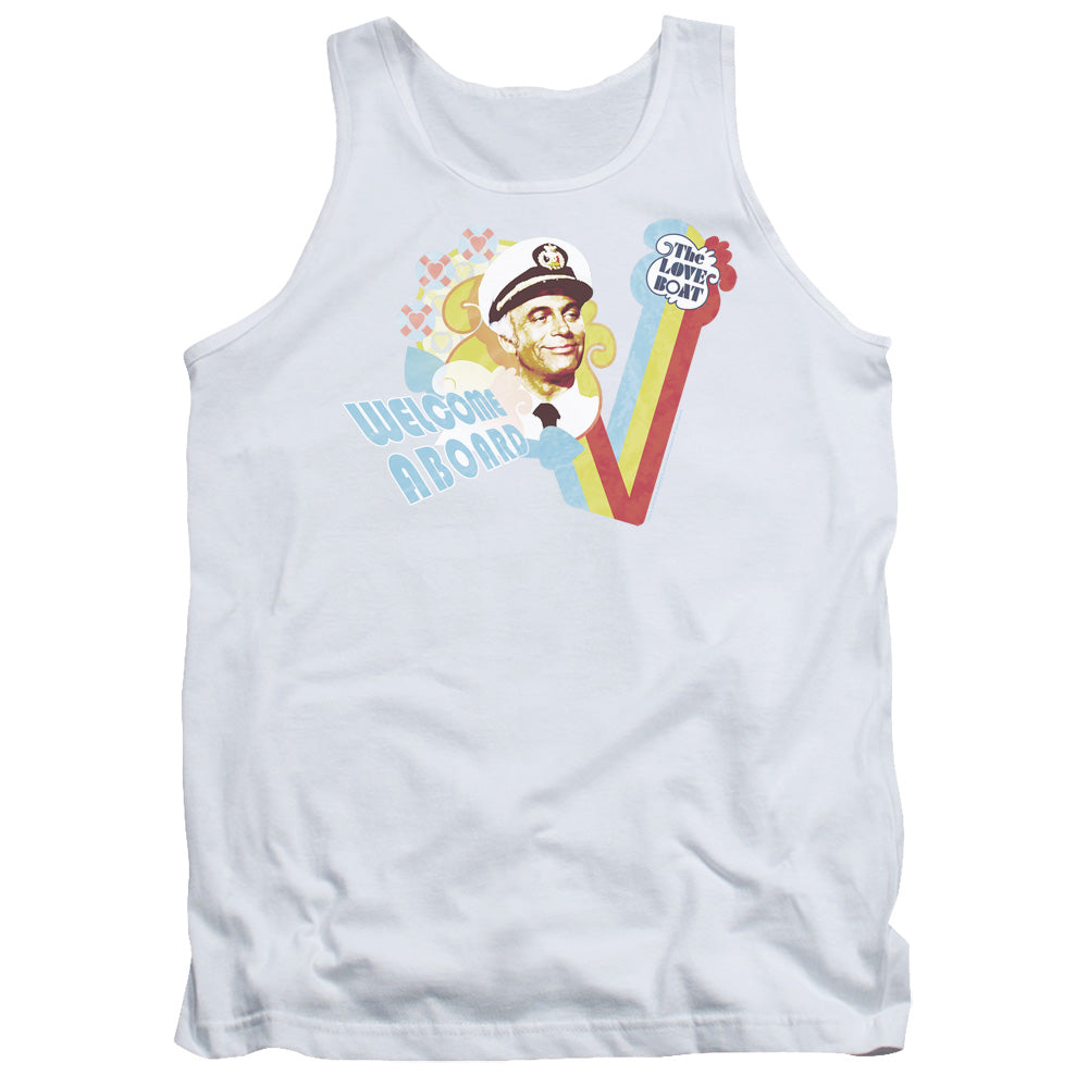 Love Boat Welcome Aboard Mens Tank Top Shirt White