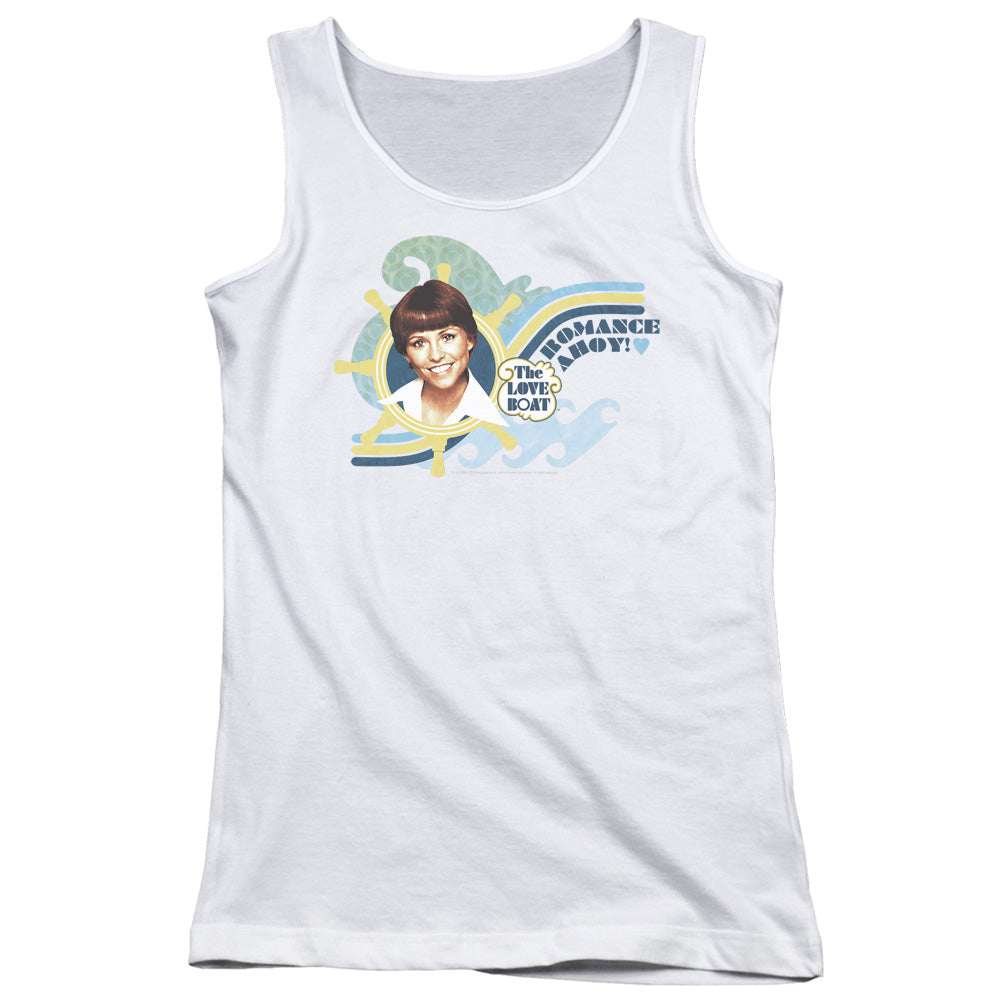 Love Boat Romance Ahoy Womens Tank Top Shirt White