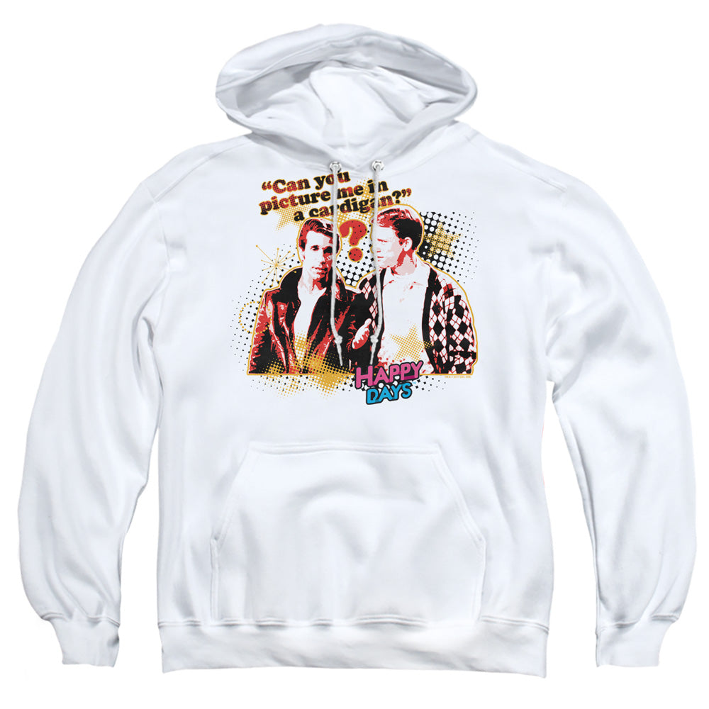 Happy Days No Cardigans Mens Hoodie White Officially Licensed
