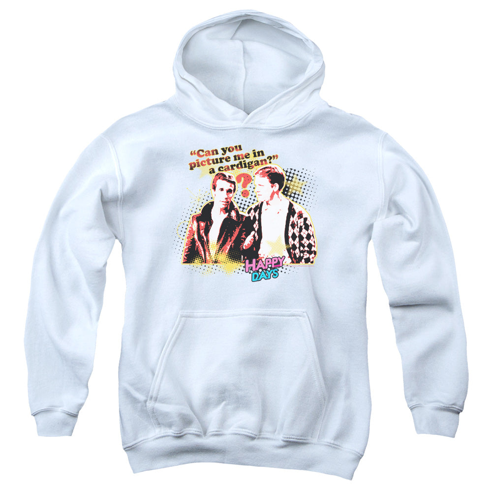 Happy Days No Cardigans Kids Youth Hoodie White Officially Licensed