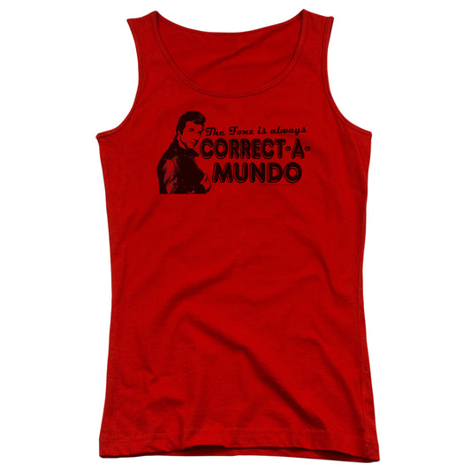 Happy Days Correct a Mundo Womens Tank Top Shirt Red