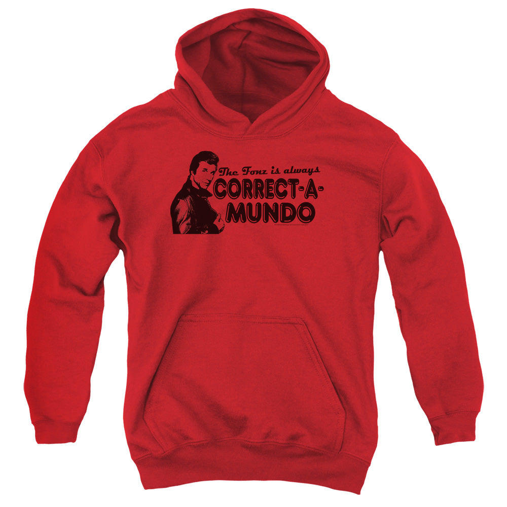 Happy Days Correct a Mundo Kids Youth Hoodie Red Officially Licensed