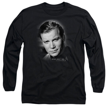 Star Trek Captain Kirk Portrait Mens Long Sleeve Shirt Black Officially Licensed Officially Licensed