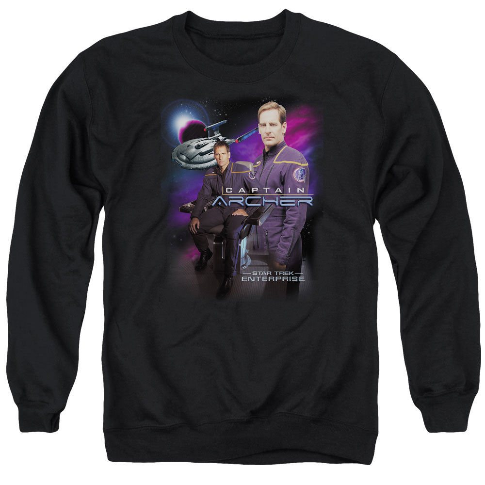 Star Trek Captain Archer Mens Crewneck Sweatshirt Black