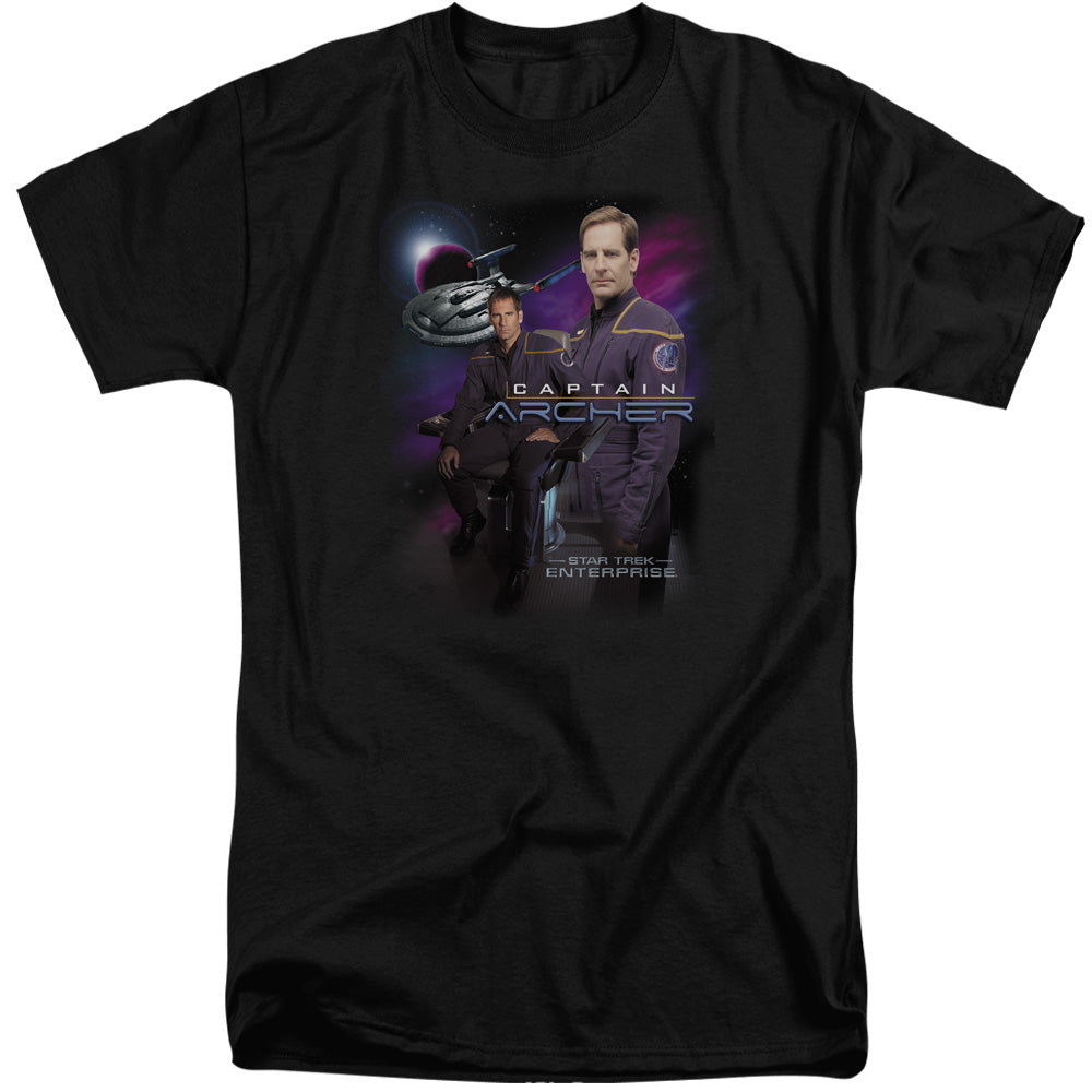 Star Trek Captain Archer Mens Tall T Shirt Black