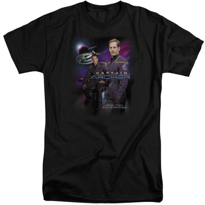 Star Trek Captain Archer Mens Tall T Shirt Black