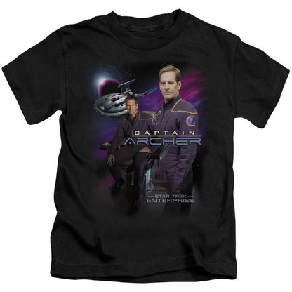 Star Trek Captain Archer Juvenile Kids Youth T Shirt Black