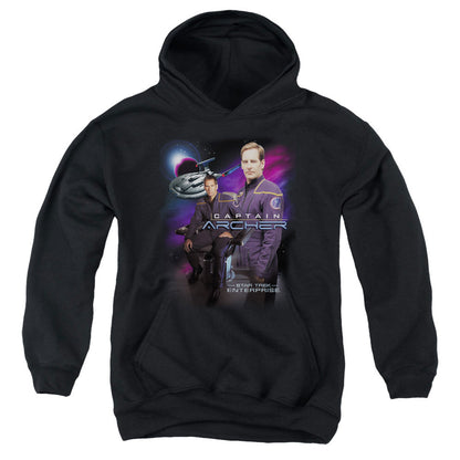 Star Trek Captain Archer Kids Youth Hoodie Black