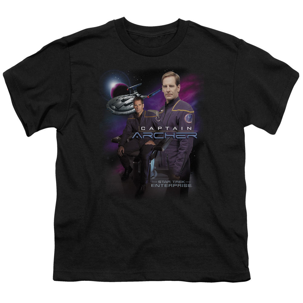 Star Trek Captain Archer Kids Youth T Shirt Black