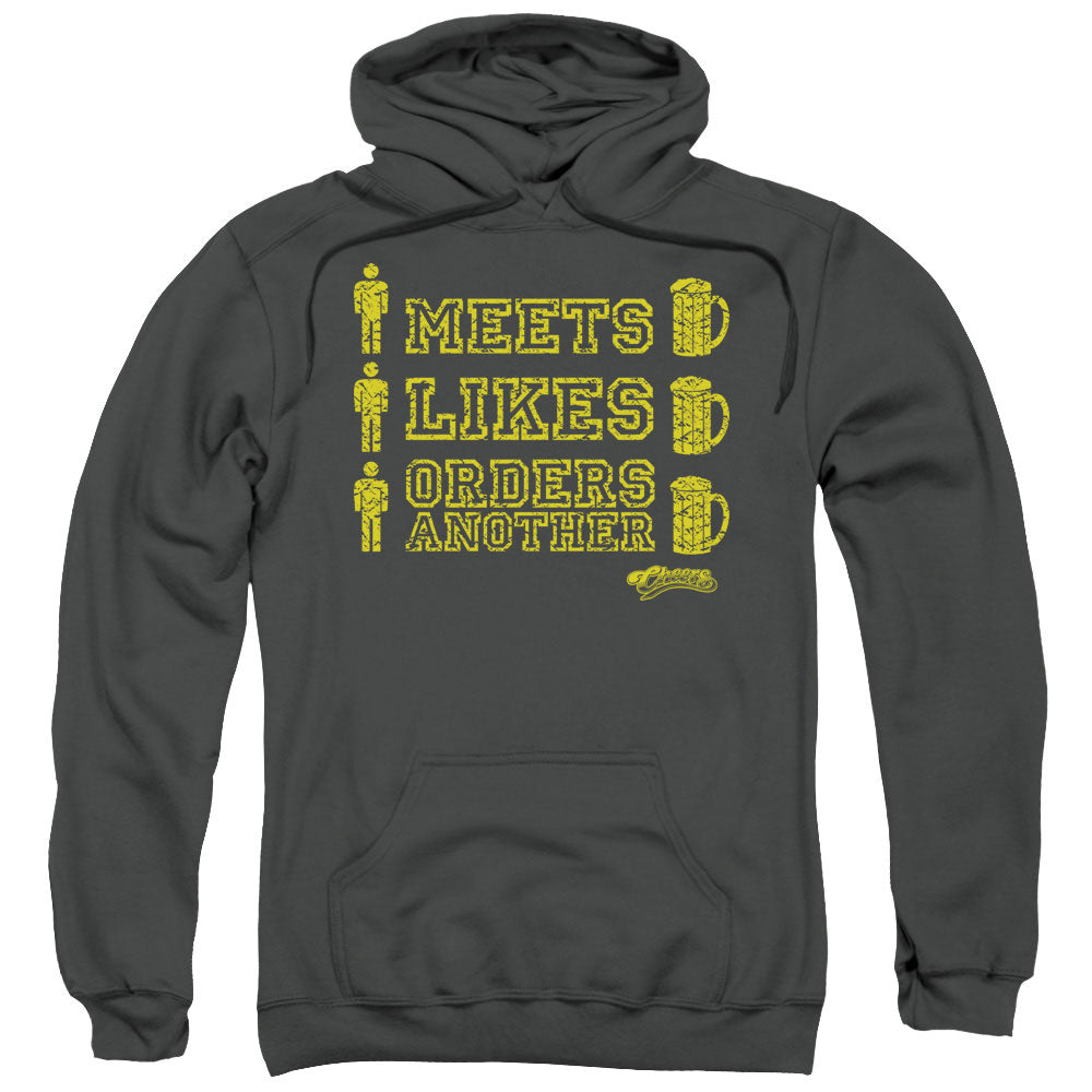 Cheers Man Meets Beer Mens Hoodie Charcoal Officially Licensed