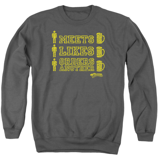 Cheers Man Meets Beer Mens Crewneck Sweatshirt Charcoal Officially Licensed