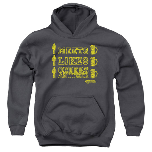 Cheers Man Meets Beer Kids Youth Hoodie Charcoal Officially Licensed
