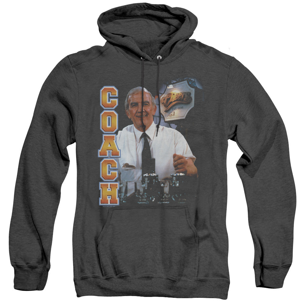 Cheers Coach Mens Heather Hoodie Black Officially Licensed