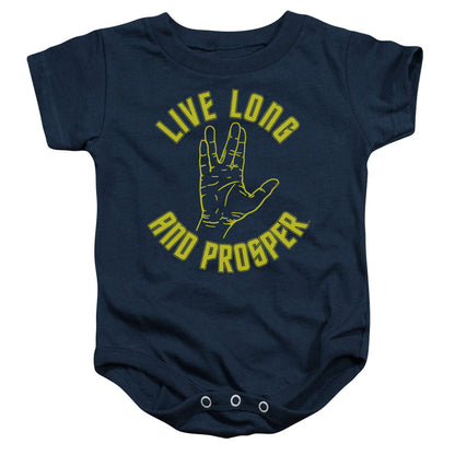 Star Trek Live Long Hand Infant Baby Snapsuit Navy