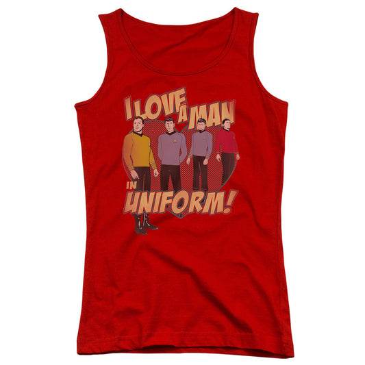 Star Trek Man in Uniform Womens Tank Top Shirt Red