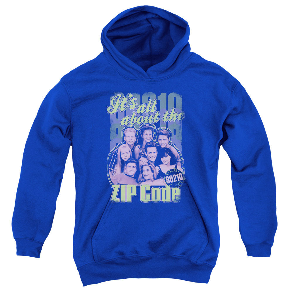 90210 Zip Code Kids Youth Hoodie Royal