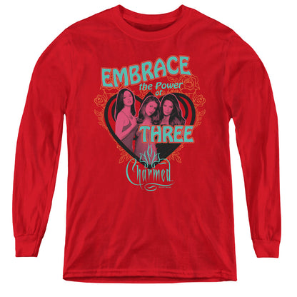 Charmed Embrace the Power Long Sleeve Kids Youth T Shirt Red Officially Licensed