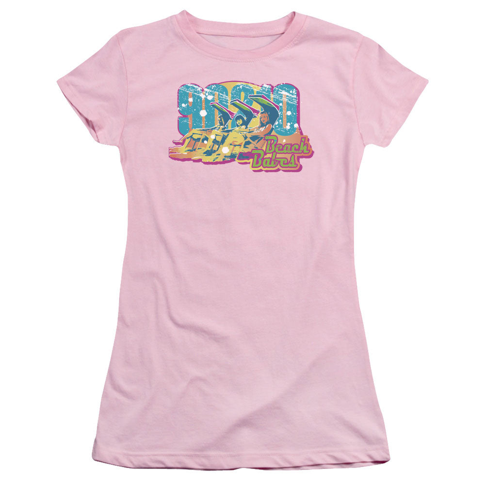 90210 Beach Babes Junior Sheer Cap Sleeve Womens T Shirt Pink