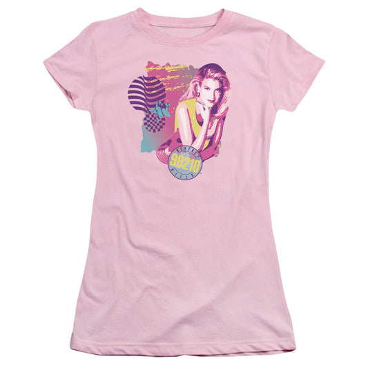 90210 Donna Junior Sheer Cap Sleeve Womens T Shirt Pink