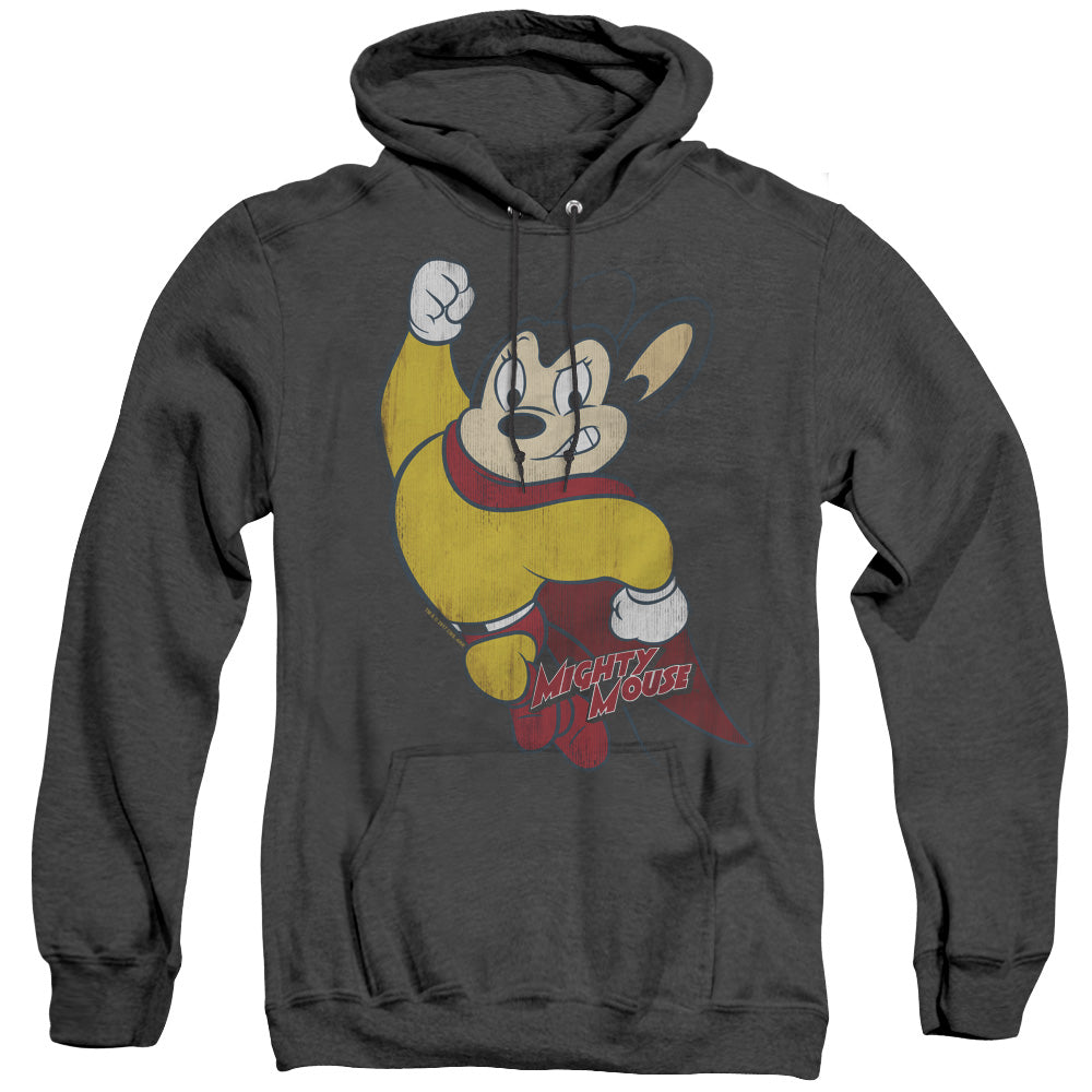 Mighty Mouse Classic Hero Heather Mens Hoodie Black Officially Licensed