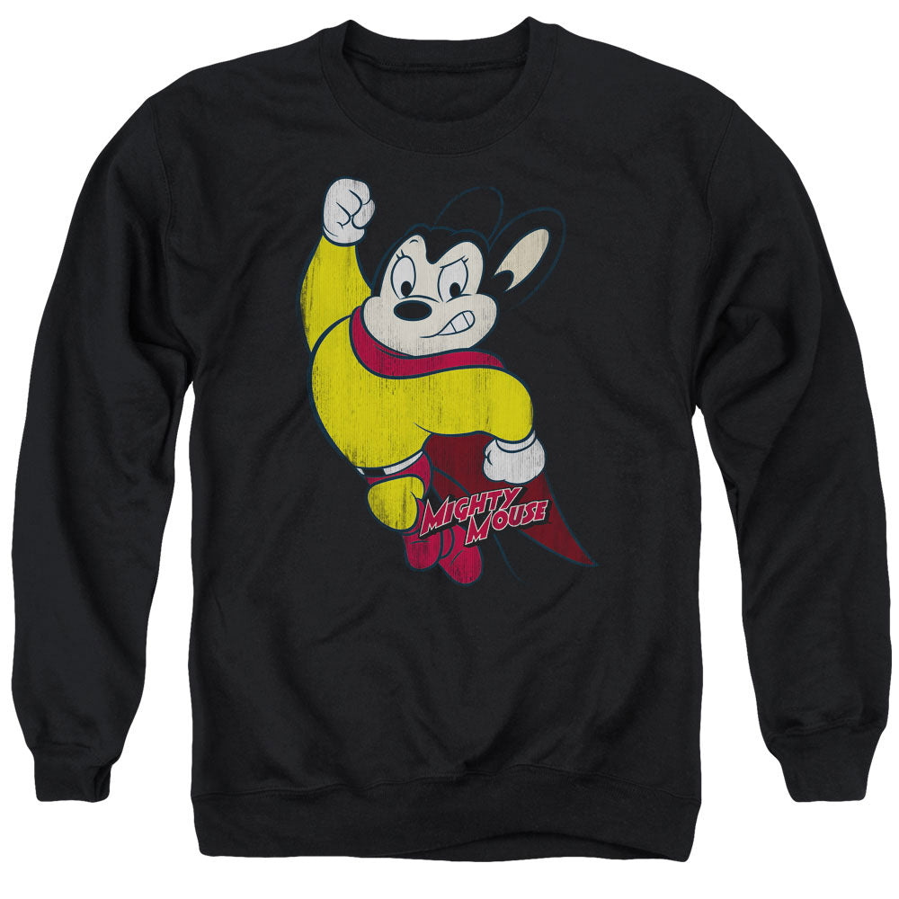 Mighty Mouse Classic Hero Mens Crewneck Sweatshirt Black