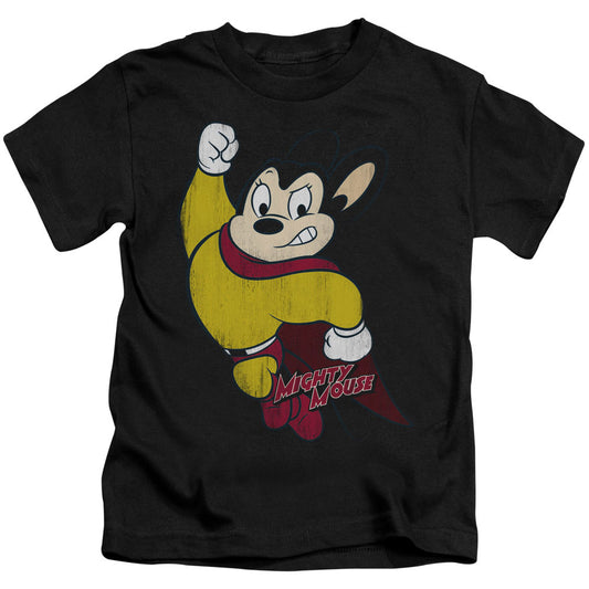 Mighty Mouse Classic Hero Juvenile Kids Youth T Shirt Black Officially Licensed