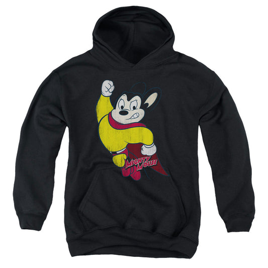 Mighty Mouse Classic Hero Kids Youth Hoodie Black Officially Licensed