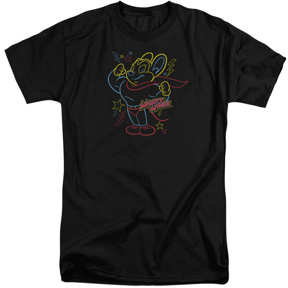 Mighty Mouse Neon Hero Mens Tall T Shirt Black Officially Licensed