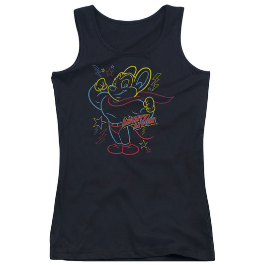 Mighty Mouse Neon Hero Womens Tank Top Shirt Black