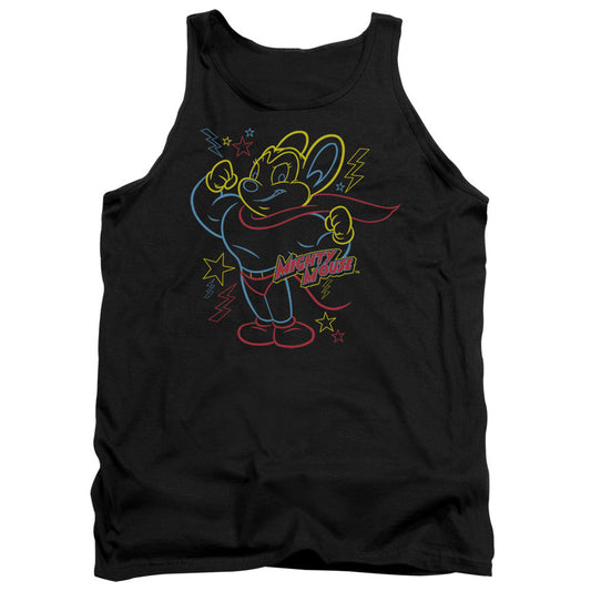 Mighty Mouse Neon Hero Mens Tank Top Shirt Black