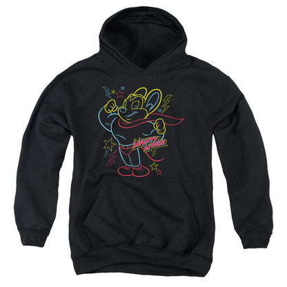 Mighty Mouse Neon Hero Kids Youth Hoodie Black Officially Licensed