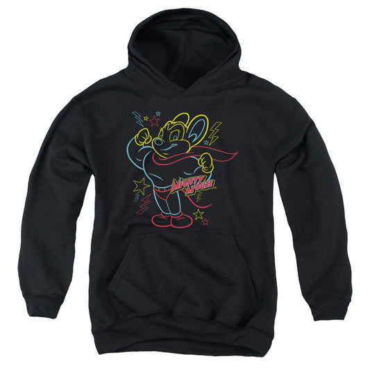 Mighty Mouse Neon Hero Kids Youth Hoodie Black Officially Licensed