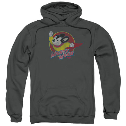 Mighty Mouse Mighty Circle Mens Hoodie Charcoal Officially Licensed