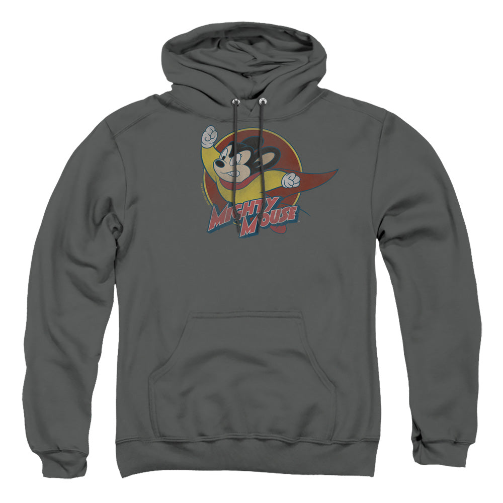 Mighty Mouse Mighty Circle Mens Hoodie Charcoal Officially Licensed
