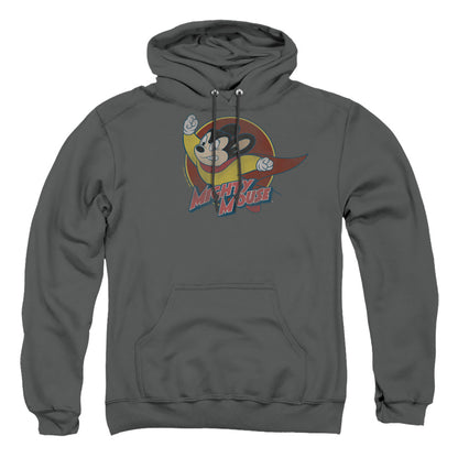 Mighty Mouse Mighty Circle Mens Hoodie Charcoal Officially Licensed