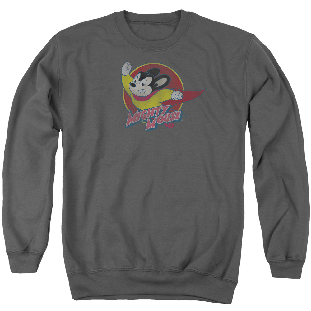 Mighty Mouse Mighty Circle Mens Crewneck Sweatshirt Charcoal Officially Licensed