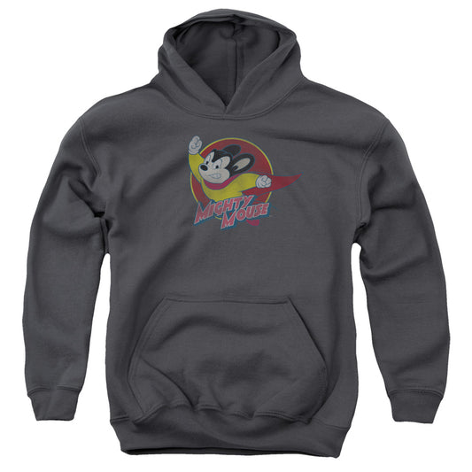 Mighty Mouse Mighty Circle Kids Youth Hoodie Charcoal Officially Licensed