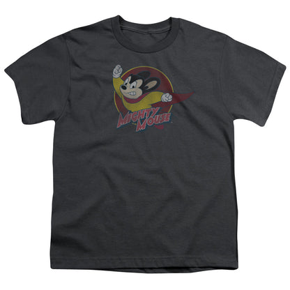 Mighty Mouse Mighty Circle Kids Youth T Shirt Charcoal Officially Licensed