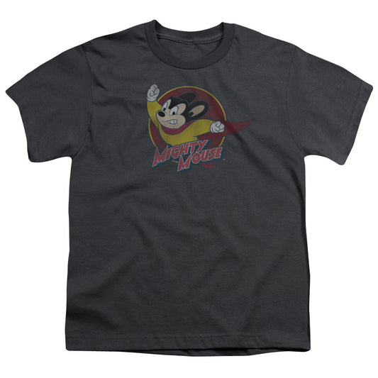 Mighty Mouse Mighty Circle Kids Youth T Shirt Charcoal Officially Licensed